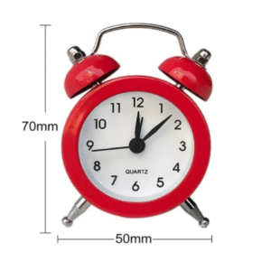 Metal Body Cute Small Mini Twin Bell Shaped Alarm Clock with Soft Alaram Sound for Gift, Kids, Students (multicolour).