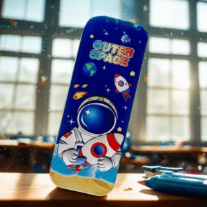 Outer Space Tin Pencil Box for Kids,Multipurpose Stationery Organizer with Compartments,Durable Metal Pencil Case,Cartoon Design for School Boys & Girls,Return Gift Item.