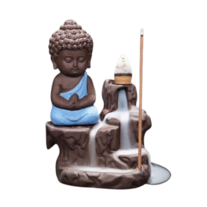 Meditating Monk Buddha Smoke Backflow Cone Decorative Incense Holder